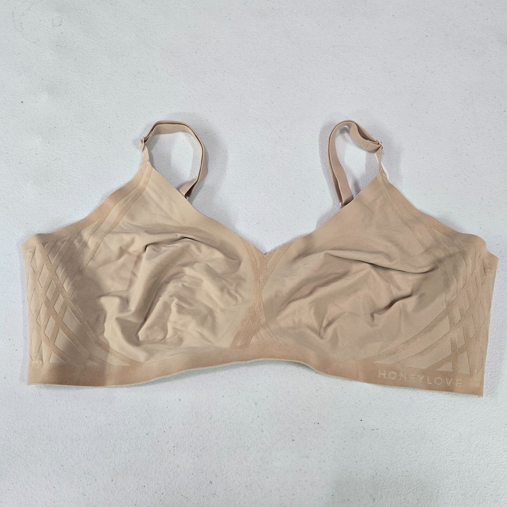Honeylove Women Bra XL Beige Silhouette Wireless‎ Seamless Convertible Straps